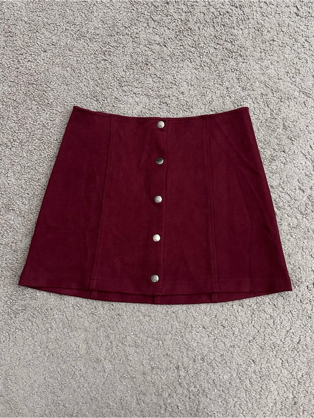 Jack by BB Dakota Snap Button Front Burgundy Suede A-Line Mini Skirt Womens S